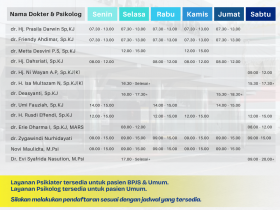 JADWAL PRAKTEK DOKTER & PSIKOLOG